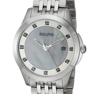 Bulova Classic Diamond Accent Stainless Steel Ladies Watch 96P174